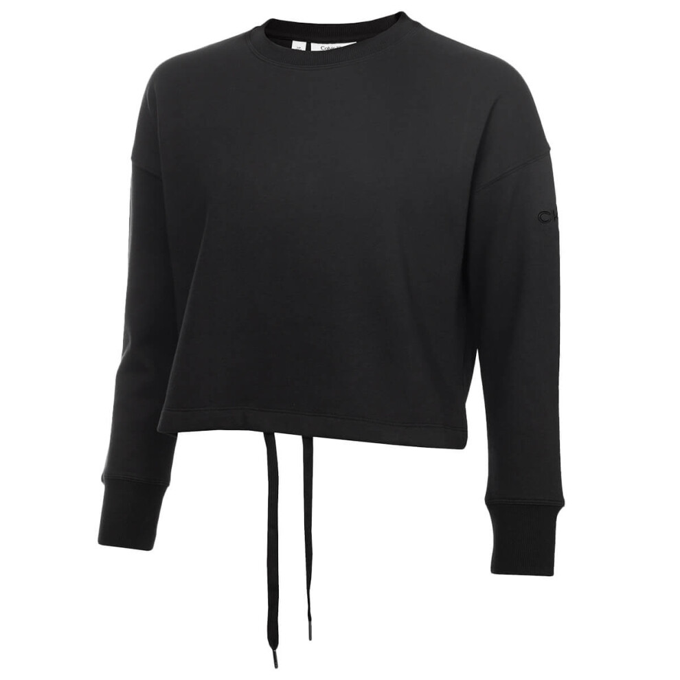 (M, Black) Calvin Klein Womens 2022 Salon Crew Neck Soft Feel Comfort Cropped Sweater