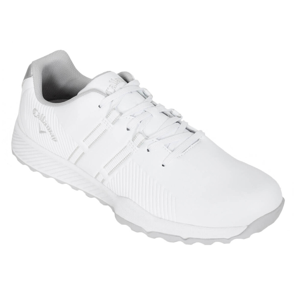 (UK 10, White/Grey) Callaway Golf Mens 2022 Chev Trax Spikeless Waterproof Golf Shoes