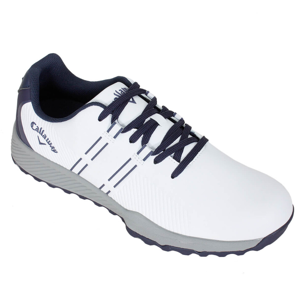 (UK 8, White/Navy) Callaway Golf Mens 2022 Chev Trax Spikeless Waterproof Golf Shoes