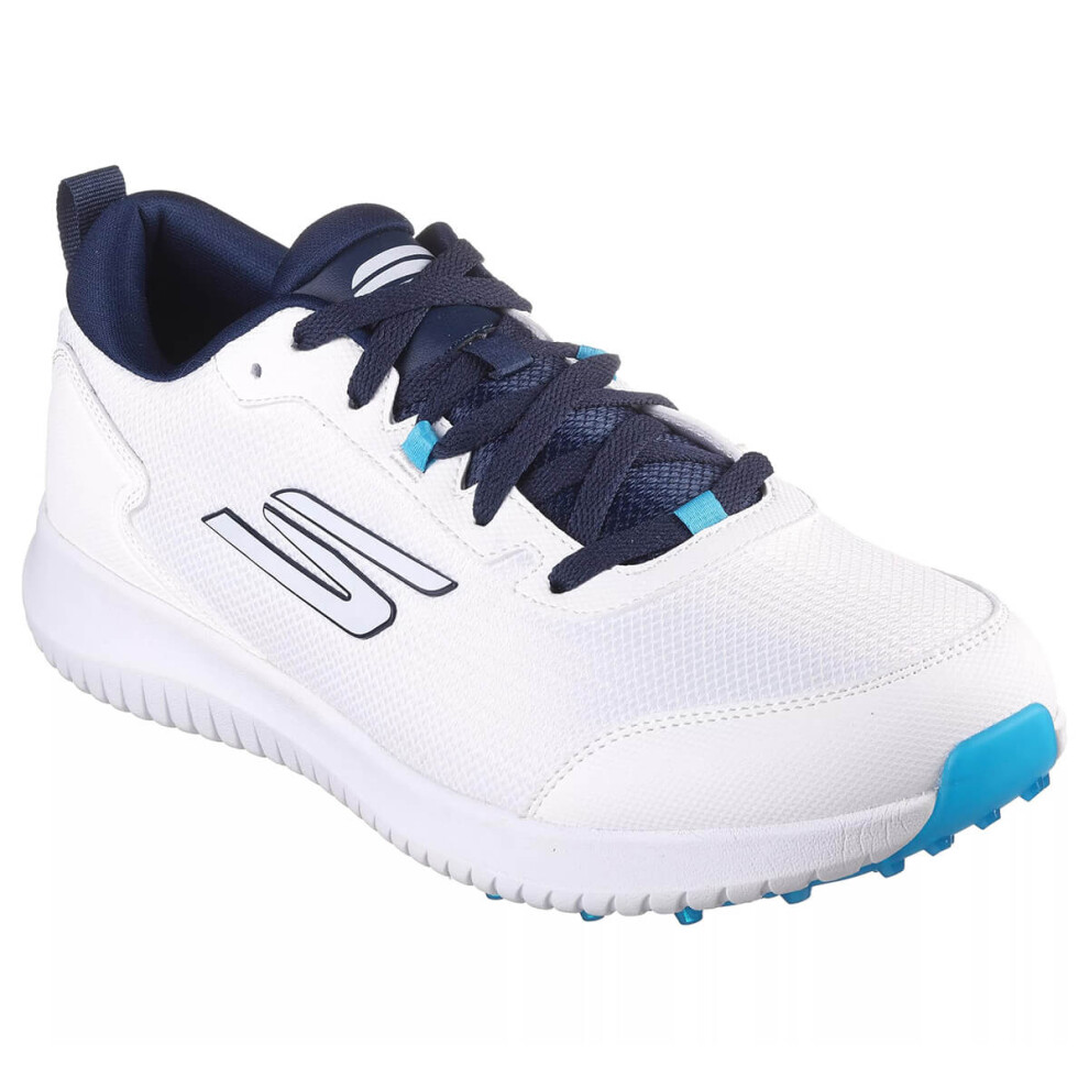 (UK 9.5, White/Navy/Blue) Skechers Mens 2024 Go Golf Max Fairway 4 Water Repellent Lightweight Golf Shoes