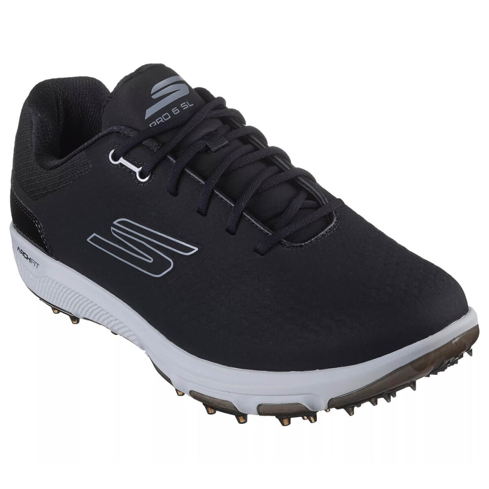 (UK 9, Black/Grey) Skechers Mens 2024 Go Golf Pro 6 Spikeless Arch Fit Waterproof Golf Shoes