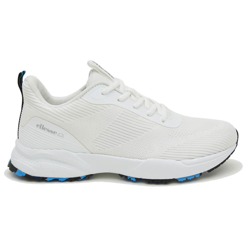 (UK 11, White/Black) Ellesse Mens 2023 LS1050 Knitted Mesh Upper Flat Laced Spikeless Golf Shoes