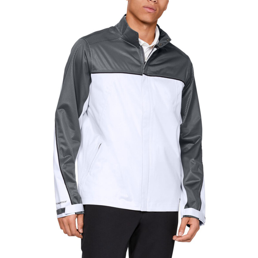 (S, Pitch Grey) Under Armour Mens UA Storm Golf Waterproof Rain Jacket