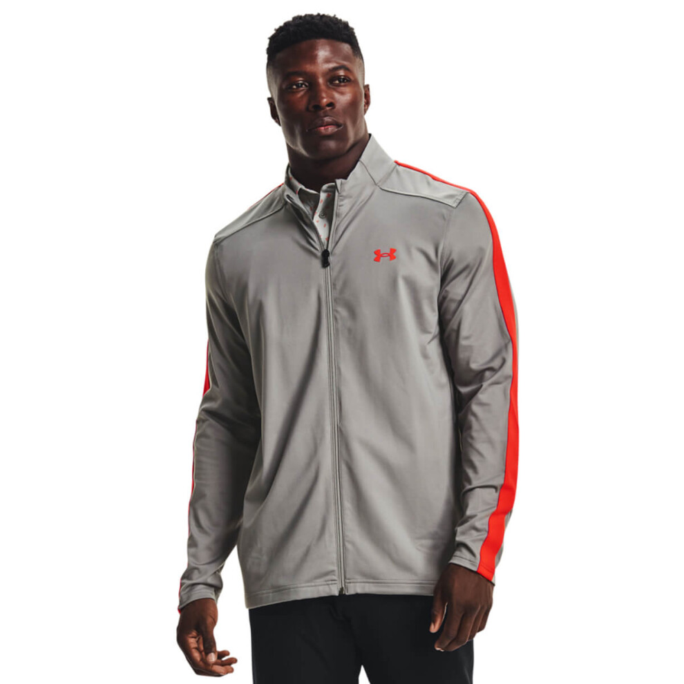 (S, Concrete) Under Armour Mens 2021 Storm ColdGear Stretch Midlayer Full Zip Golf Sweater