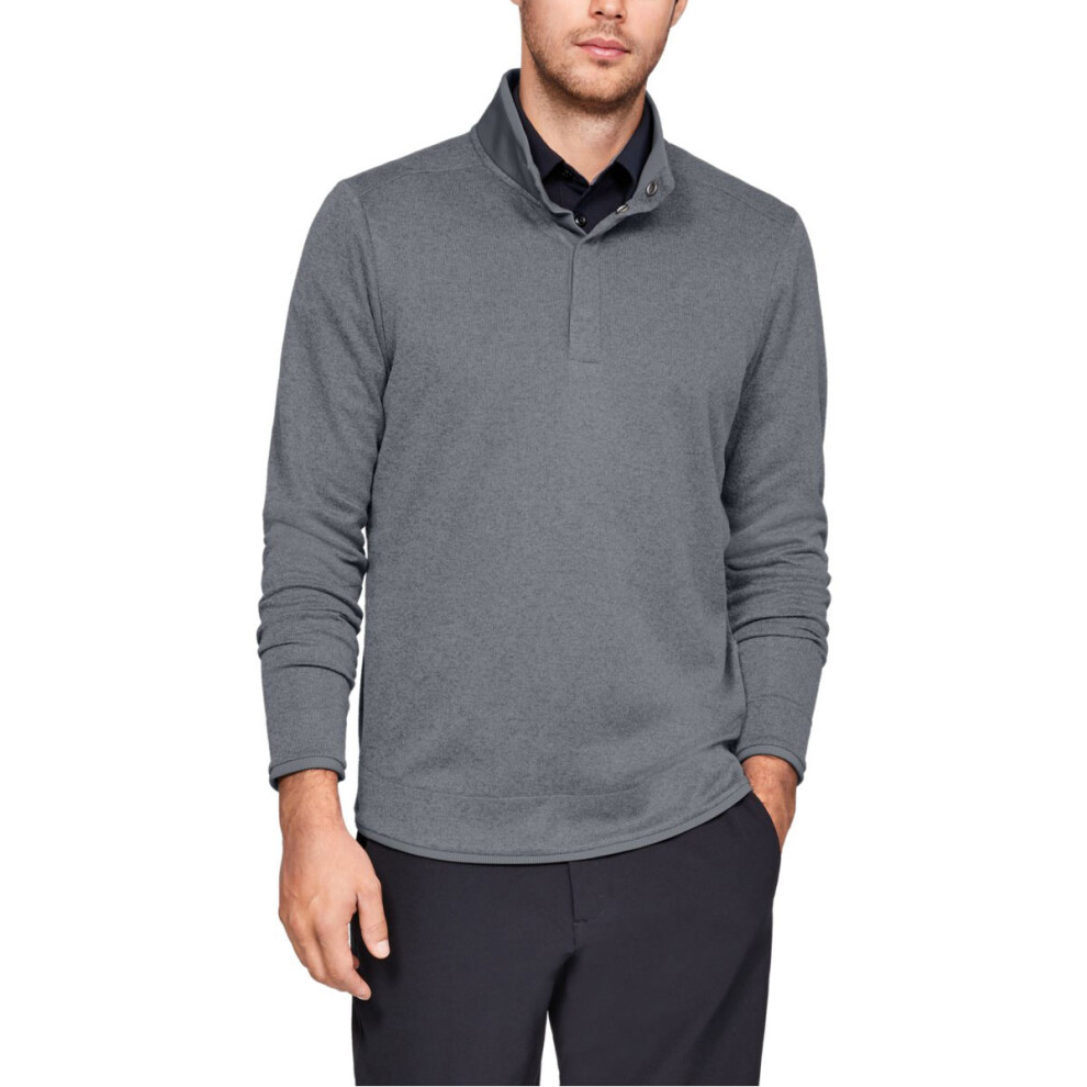 (SM, Zinc Gray/Rhino Gray) Under Armour Mens UA Storm Heather Snap Water Repellent Mock Pullover