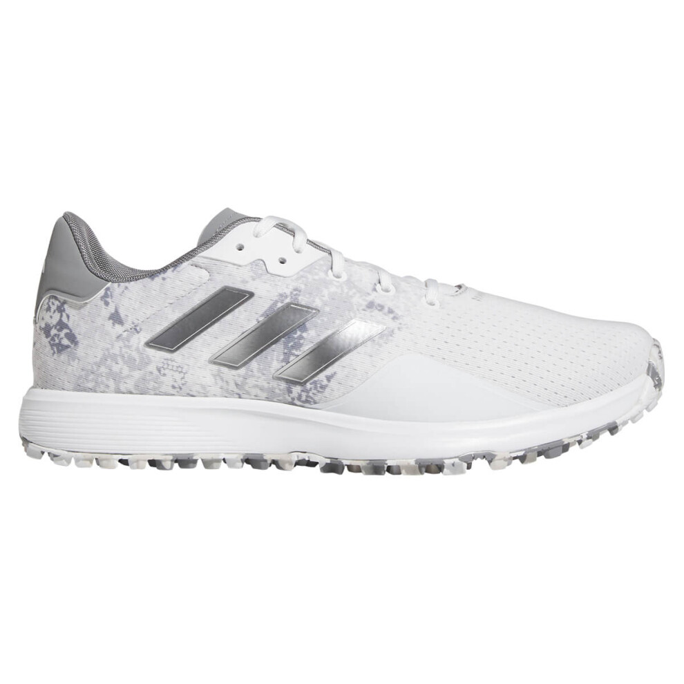 (UK 10, White/Silver/Grey Three) adidas Golf Mens S2G SL 23 Spikeless Casual Textile Comfort Golf Shoes