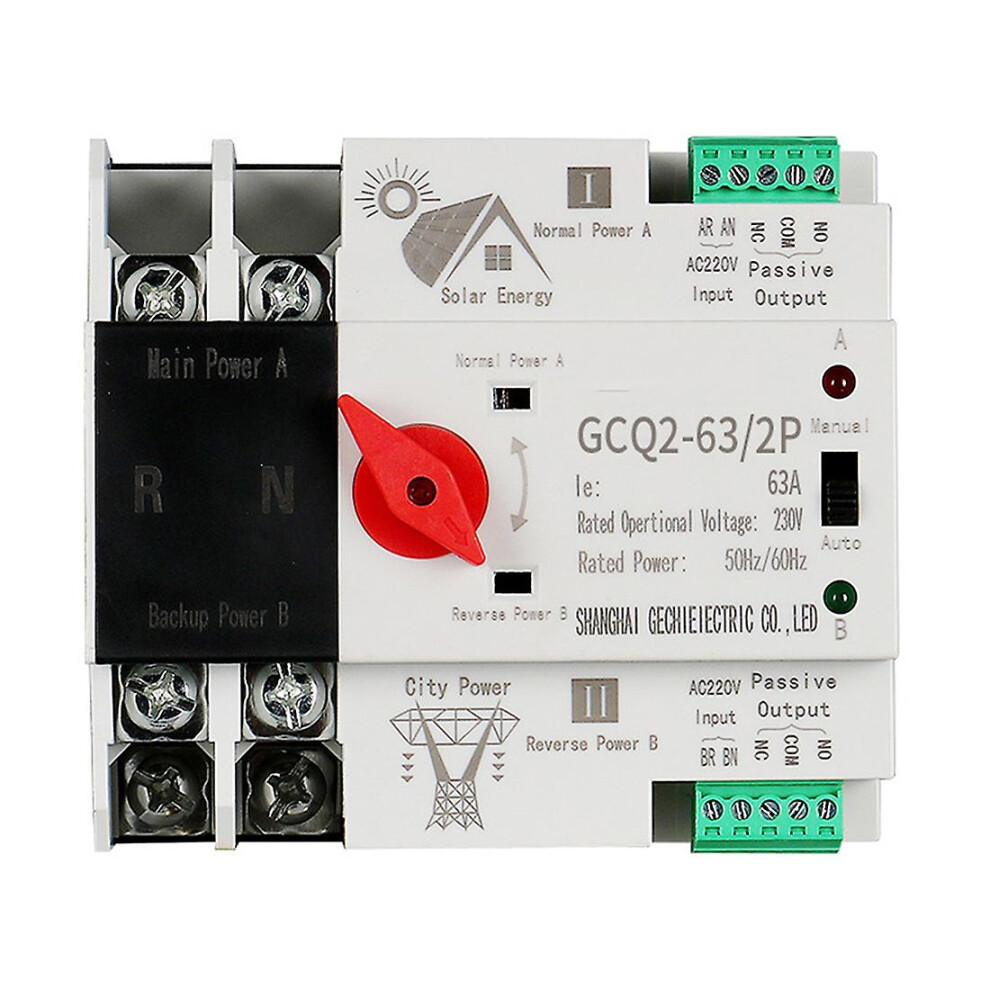 Photovoltaic Solar Power Automatic Transfer Switch Din Rail 2p 63a Ac220v Pv System Power To Power
