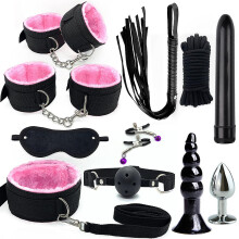 Pink Plush Webbing 11-Piece Sm Fun Binding Set Couple Adult Toy Set