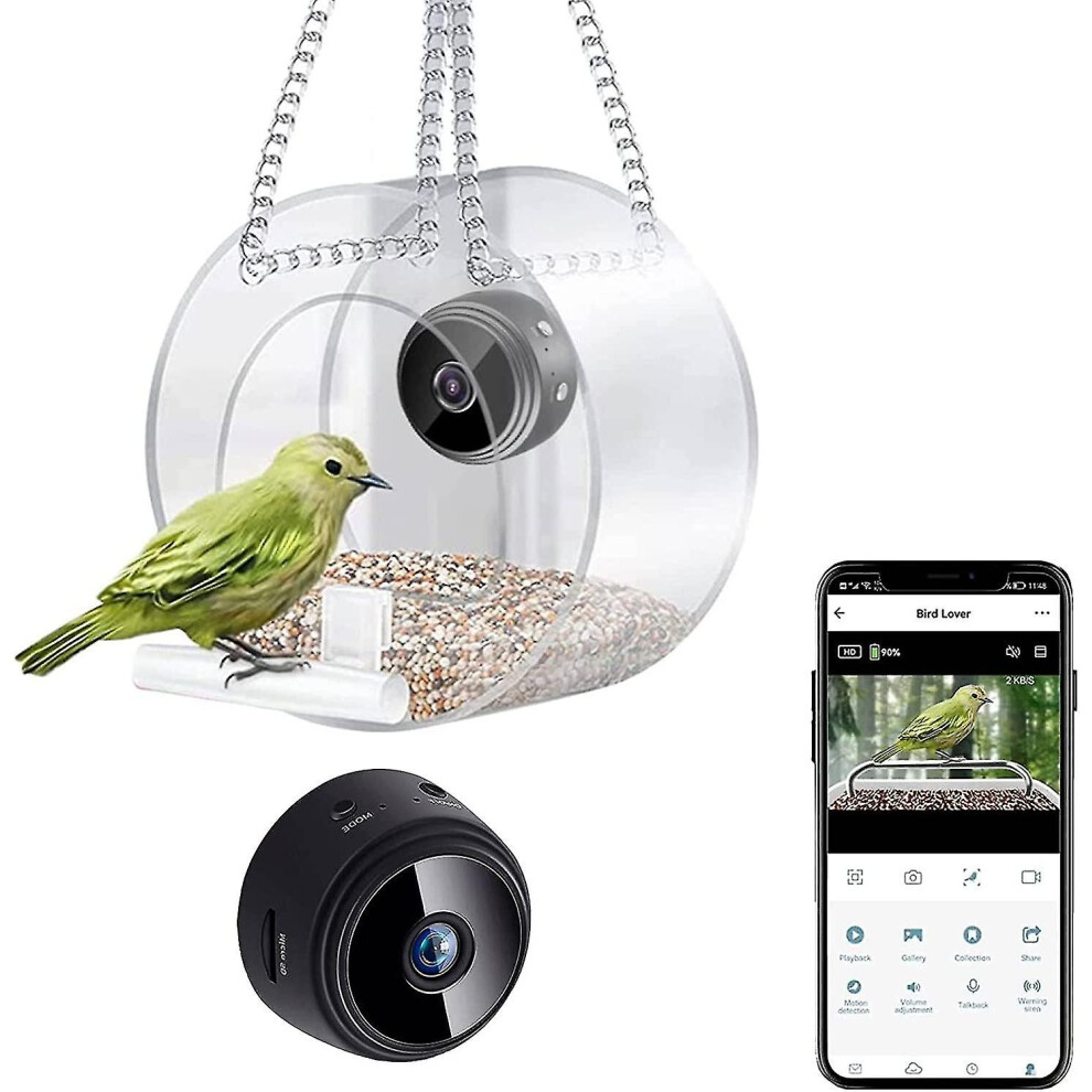 Smart Bird Feeder With Camera, Bird Camera Feeder With Chain For Outdoor Hanging, Hd 1080p Night-version Video Camera