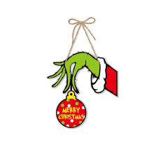 (A) Christmas Party The Grinch Hanging Signs Door Indoor Outdoor Decoration