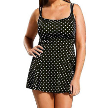 (Polka Dot, 6XL) Plus Size Women Swimdress Swimsuit Beach Swimwear