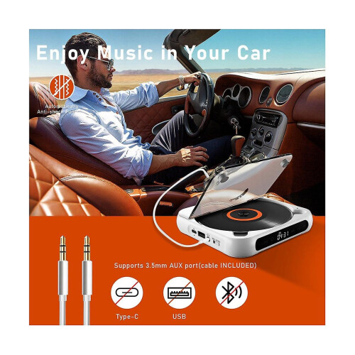 Portable Cd Player Bluetooth Speaker,led Screen, Stereo Player, Wall Mountable Cd Music Player With 2