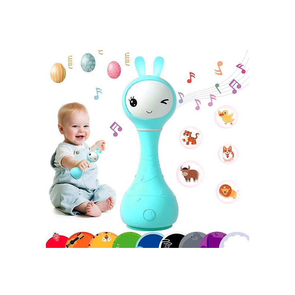 (blue) Bunny Musical Light-up Rattle Infant Musical Toy