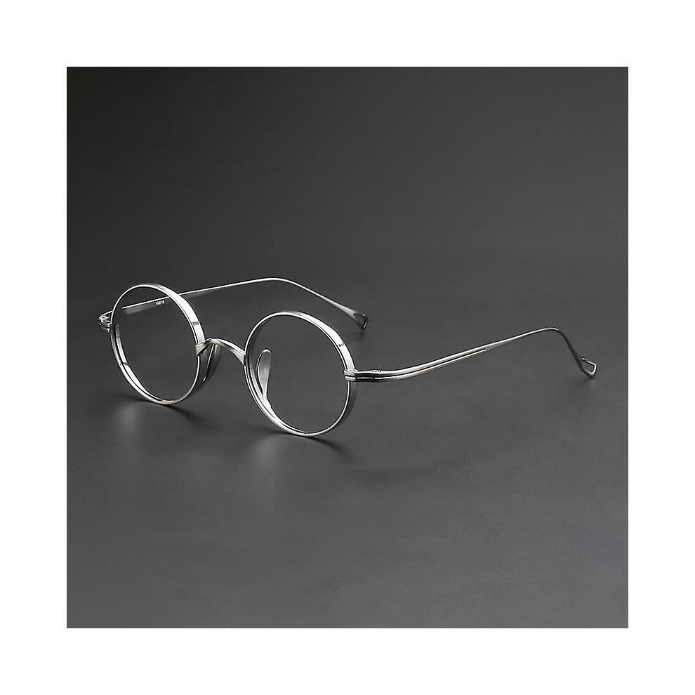 (silver) Pure Titanium Glasses Frame For Men Retro Round Prescription Eyeglasses Frames Women 2022 Vintage Myopia Optical Male Eyewear