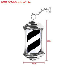 (28cm black white, Us) Rainproof barber pole led light rotating hair salon sign wall mount energy saving wall lamp retro style for outdoor indoor