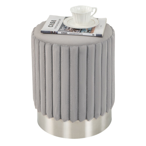 Costway Round Velvet Ottoman Footrest Tufting Vanity Stool Grey