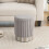 Costway Round Velvet Ottoman Footrest Tufting Vanity Stool Grey 9