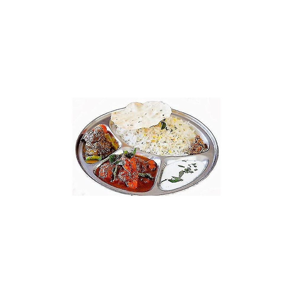 Round 4 Compartment Thali,stainless Steel 4 Compartment Round Thali,steel 4 Compartment Round Plate,round Thali,dinner Plate,indian Thali,dinnerware T