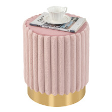 Round Velvet Ottoman Footrest Tufting Vanity Stool Pink