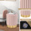 Costway Round Velvet Ottoman Footrest Tufting Vanity Stool Pink 2