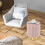 Costway Round Velvet Ottoman Footrest Tufting Vanity Stool Pink 8