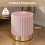 Costway Round Velvet Ottoman Footrest Tufting Vanity Stool Pink 6