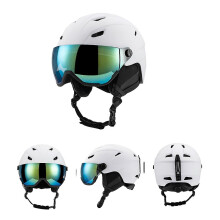(WHITE, XL) Ski Helmet With Ski Goggles, Snowboard Helmet And 2-in-1 Visor Goggles Set