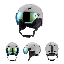 (GRAY, L) Ski Helmet With Ski Goggles, Snowboard Helmet And 2-in-1 Visor Goggles Set