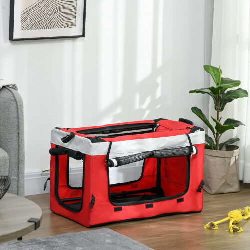 PawHut PawHut Foldable Pet Stroller w/ Detachable Carrier, Soft Padding - Red 1