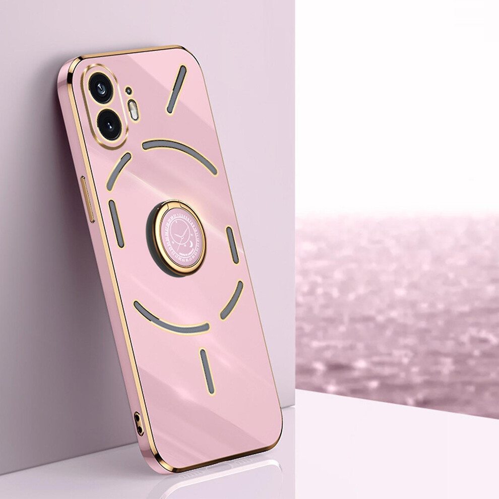 (light purple) Skin Feel Plating Case Compatible Nothing Phone 2 With Ring Kickstand Compatible With Nothing Phone 2