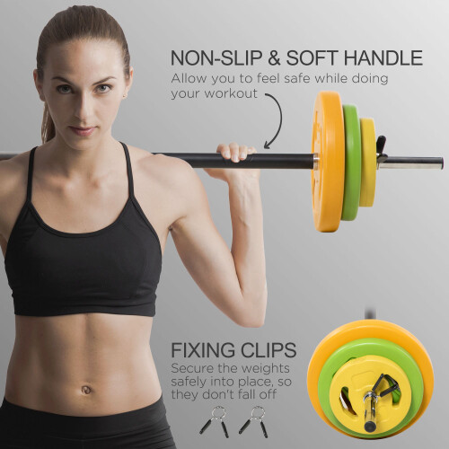 Homcom HOMCOM 20kg Weights Barbell Set with Non-slip Handle for Strength Training 2
