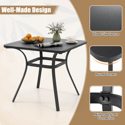 Costway Garden Bistro Dining Table Square Poolside Table W/ 4 Curved Legs 1