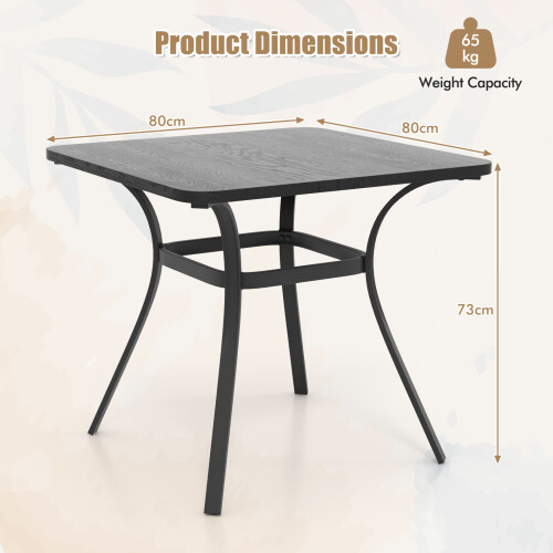 Costway Garden Bistro Dining Table Square Poolside Table W/ 4 Curved Legs 2