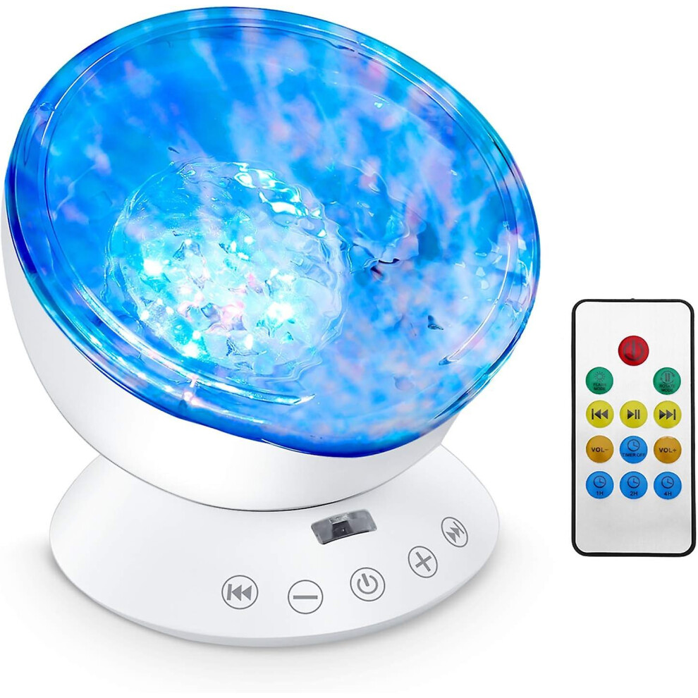Ocean Wave Projector,  Led Night Light Lamp With 7 Lighting Modes Music Speaker