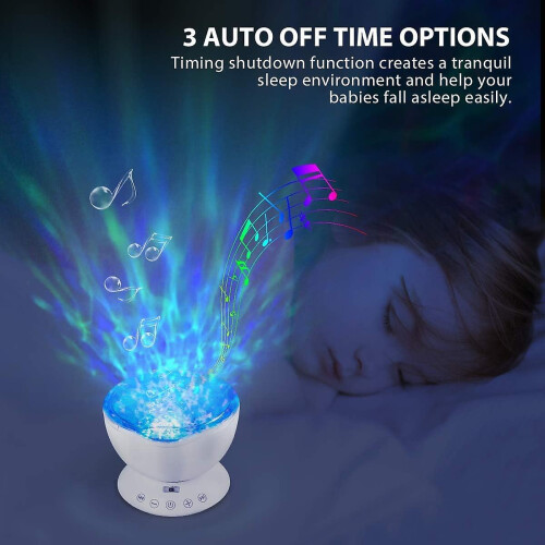 Ocean Wave Projector,  Led Night Light Lamp With 7 Lighting Modes Music Speaker 2