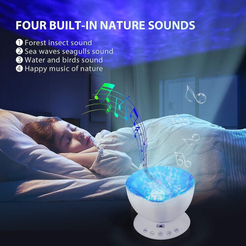 Ocean Wave Projector,  Led Night Light Lamp With 7 Lighting Modes Music Speaker 1