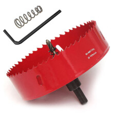 (Red 165mm 6.5 inch) 15-200mm Hss Bi-metal Hole Saw With Corn Hole Drilling Cutter 18mm Hole Cutter For Stainless Steel Metal Wood Plastic Drywall Fiberboard 070 Inch 1pcs