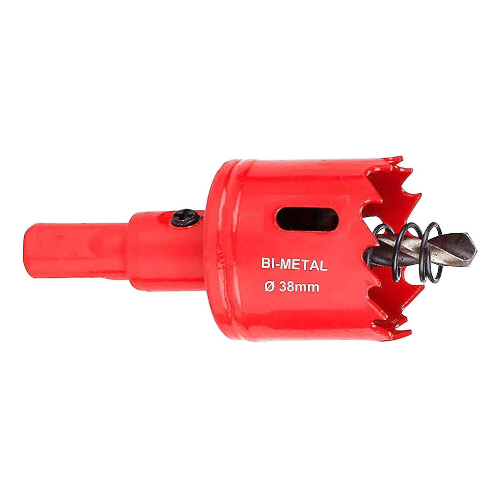 (Red 38mm 1.50inch) 15-200mm Hss Bi-metal Hole Saw With Corn Hole Drilling Cutter 18mm Hole Cutter For Stainless Steel Metal Wood Plastic Drywall Fiberboard 070 Inch 1pcs