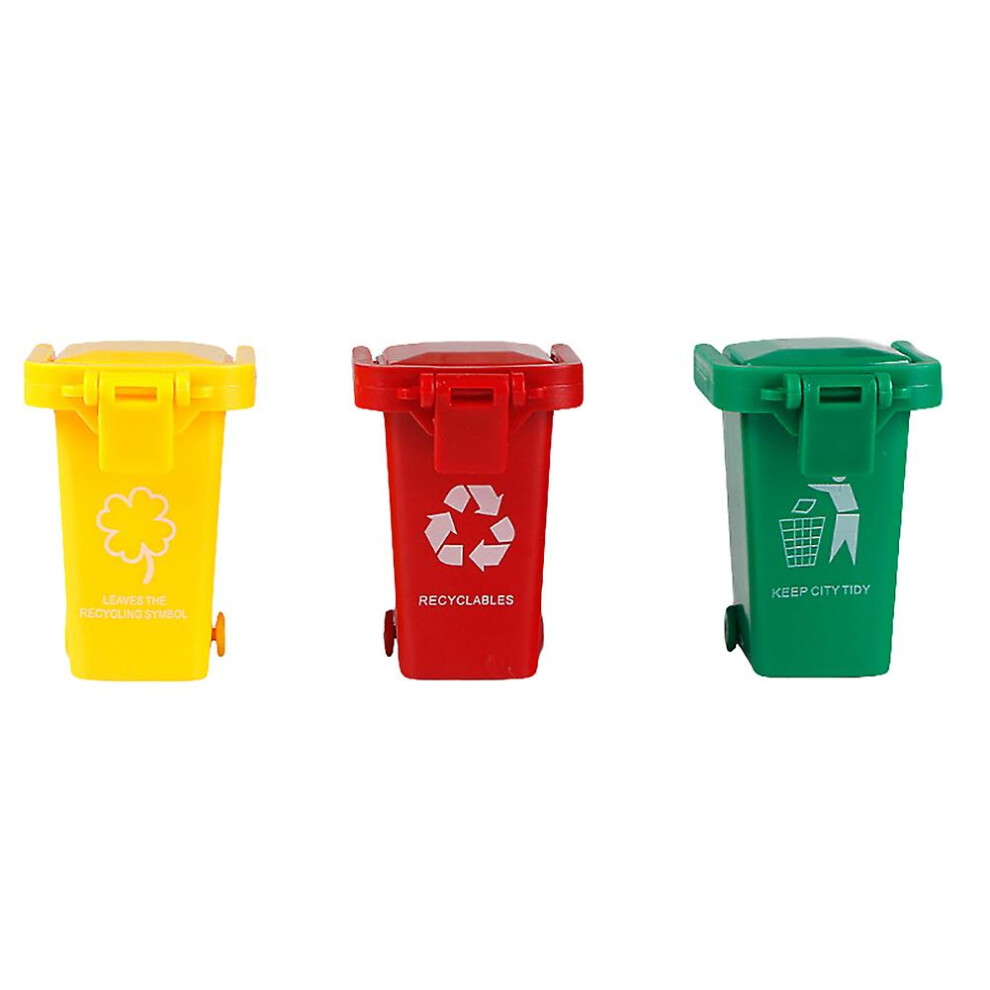 3pcs/set Bright Color Kids Push Toy Plastic Vehicles Garbage Truck Trash Cans