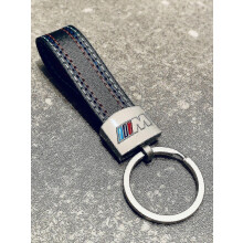 Bmw Genuine Leather Keyring M Sport,m Power Metal Oem