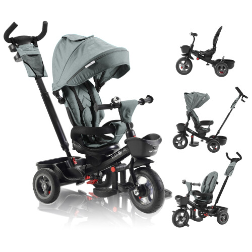 Fablekids Tricycle 5in1 Kids Tricycle Children Handlebar Bicycle Baby Stroller-Noemi-Grey