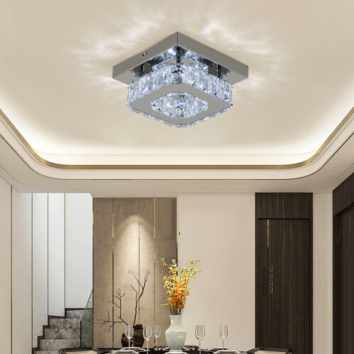 Living And Home Modern Square Crystal Ceiling Light