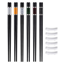 Glass Fibre Chopsticks, 6 Pairs Dishwasher Safe Chopsticks Cutlery 243 Mm With 6 Ceramic Chopsticks Pads