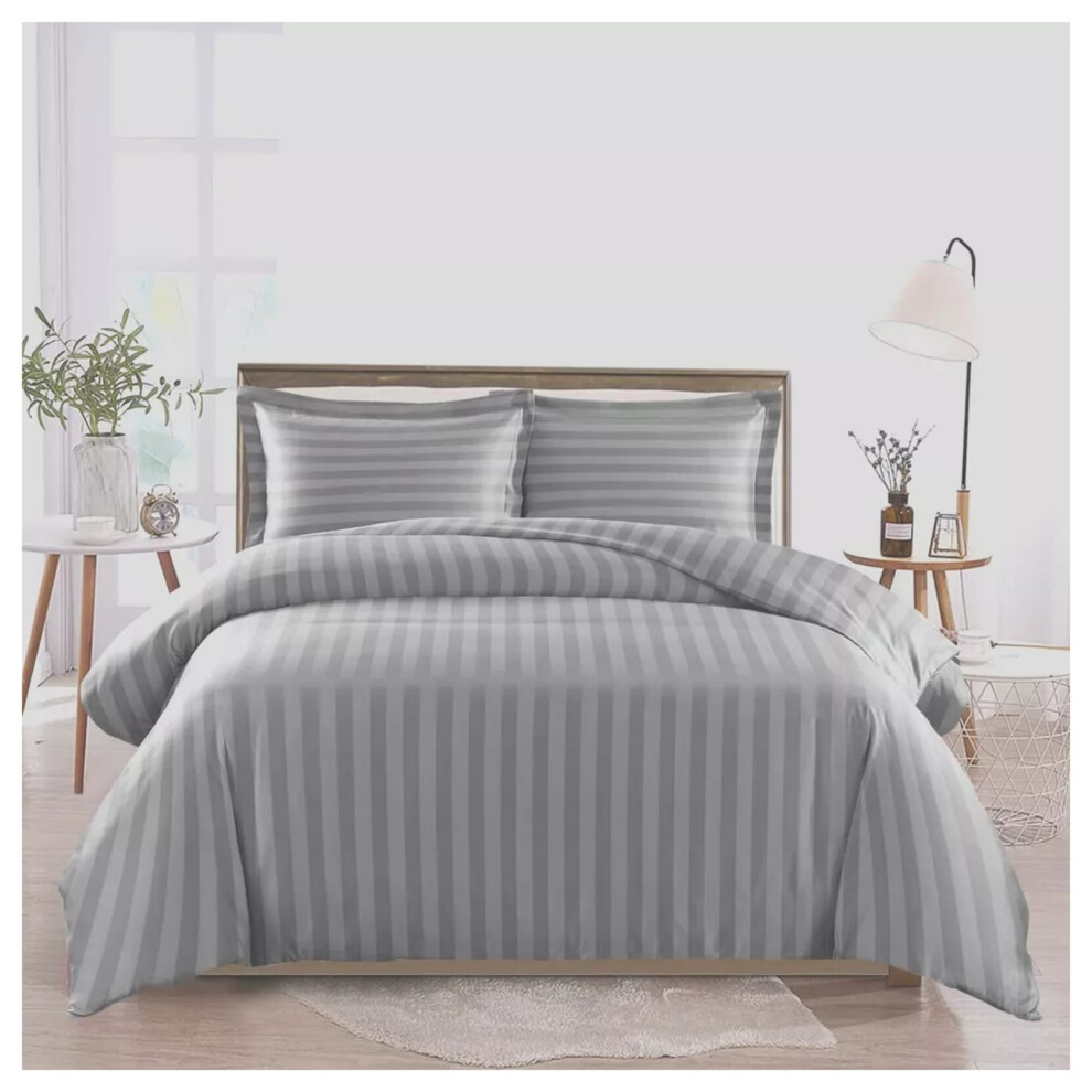 Imperial Rooms (, Single) Stripe Duvet Cover Set Bed Quilt & Pillowcase Pair Silver