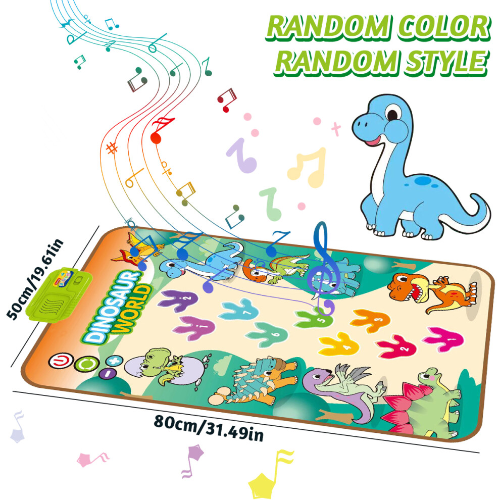 (Dinosour) Musical Piano Mat for Kids Toddlers Floor Keyboard Dance Mat with 8 Animal Sounds Baby Mat