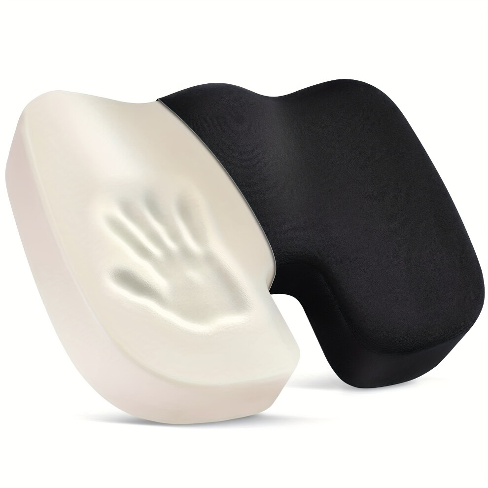 Yetp Star Black (Black) Ergonomic Memory Foam Seat Cushion - Orthopedic Gel Cushion For Sciatica, Coccyx Pain Relief