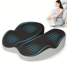 (Black) Ergonomic Memory Foam Seat Cushion For Office Chairs - Tailbone Support, Orthopedic Design With Washable Cover