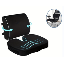 (Black) Coccyx Seat Cushion And Lumbar Support Pillow For Office Chair, Orthopedic Car Seat Cushion Memory Foam Back Support Cushion