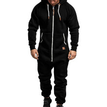(Black, 2XL) Men Jumpsuit One Piece-y