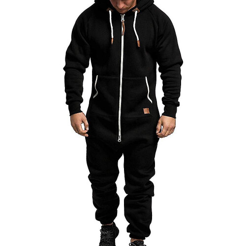 (Black, M) Men Jumpsuit One Piece-y